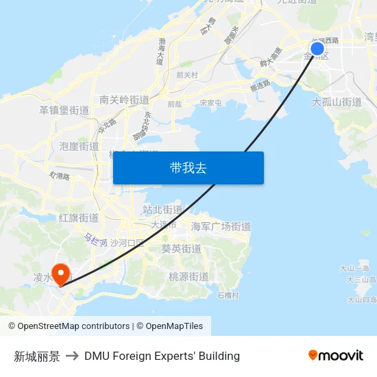 新城丽景 to DMU Foreign Experts' Building map