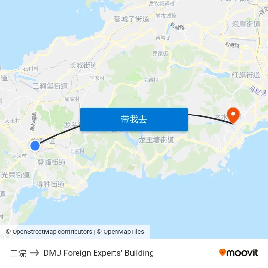 二院 to DMU Foreign Experts' Building map