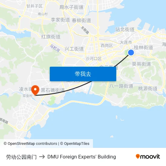 劳动公园南门 to DMU Foreign Experts' Building map