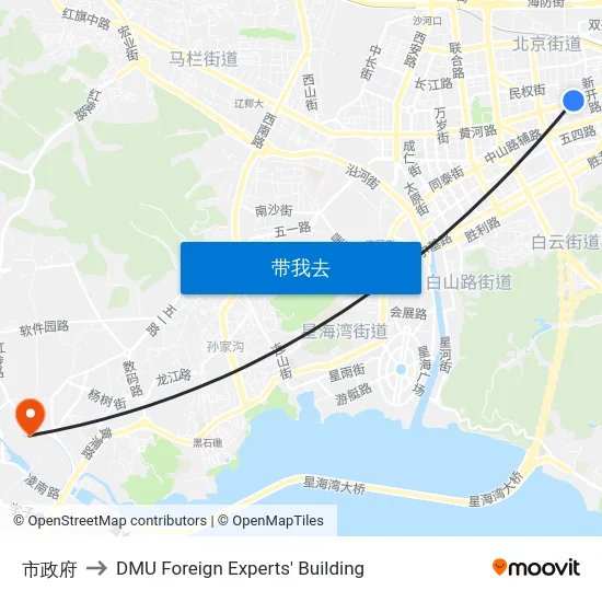 市政府 to DMU Foreign Experts' Building map