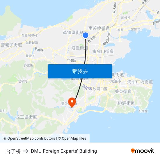 台子桥 to DMU Foreign Experts' Building map