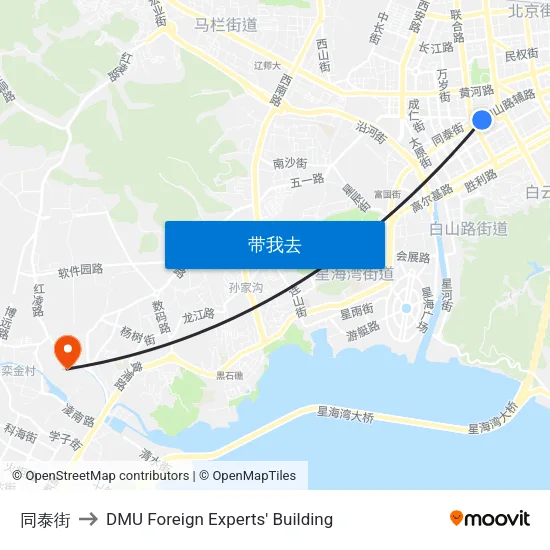 同泰街 to DMU Foreign Experts' Building map