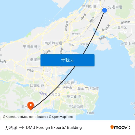 万科城 to DMU Foreign Experts' Building map