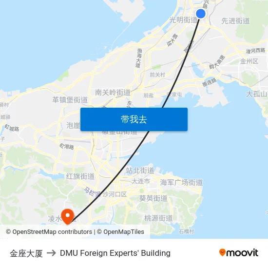 金座大厦 to DMU Foreign Experts' Building map