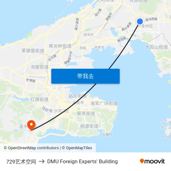 729艺术空间 to DMU Foreign Experts' Building map