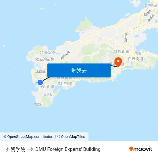 外贸学院 to DMU Foreign Experts' Building map