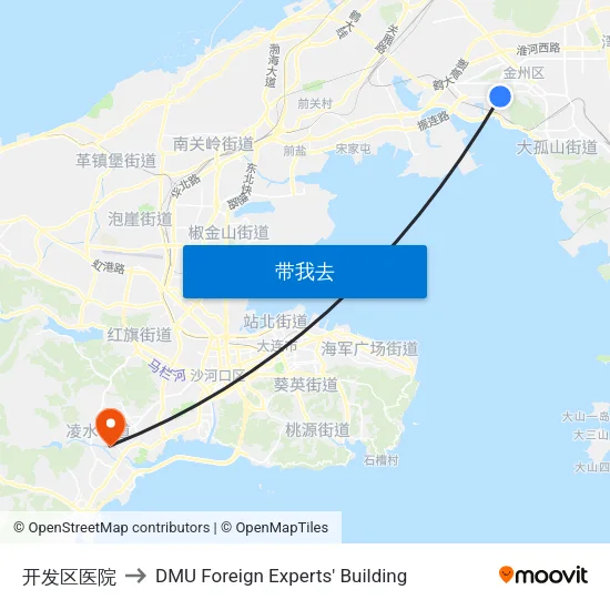 开发区医院 to DMU Foreign Experts' Building map
