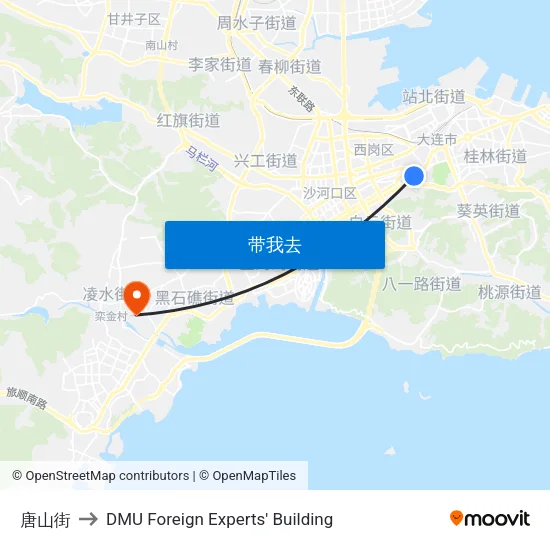 唐山街 to DMU Foreign Experts' Building map