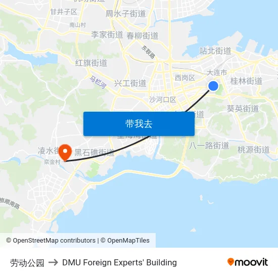 劳动公园 to DMU Foreign Experts' Building map