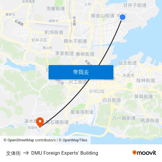 文体街 to DMU Foreign Experts' Building map