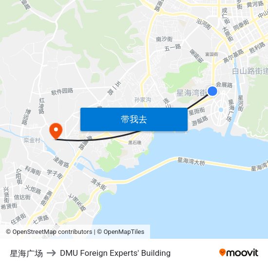 星海广场 to DMU Foreign Experts' Building map