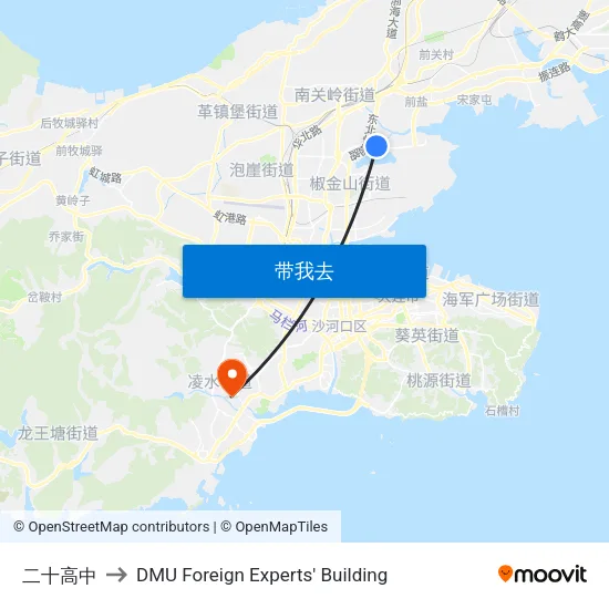 二十高中 to DMU Foreign Experts' Building map