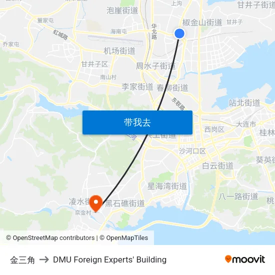 金三角 to DMU Foreign Experts' Building map