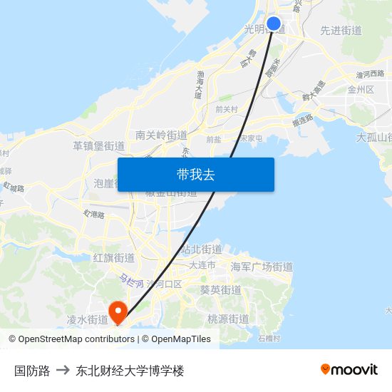 国防路 to 东北财经大学博学楼 map