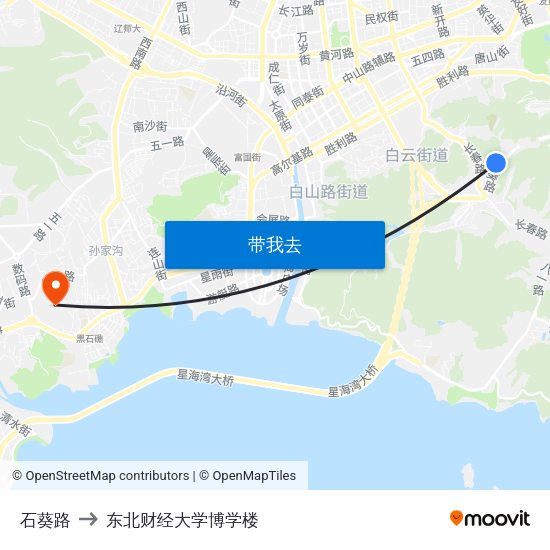 石葵路 to 东北财经大学博学楼 map