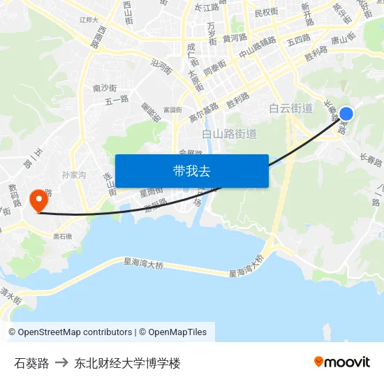 石葵路 to 东北财经大学博学楼 map