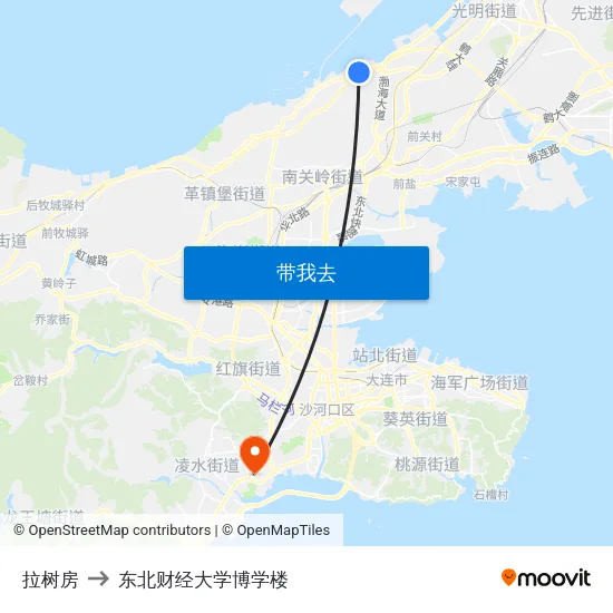拉树房 to 东北财经大学博学楼 map