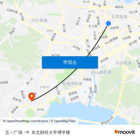 五一广场 to 东北财经大学博学楼 map