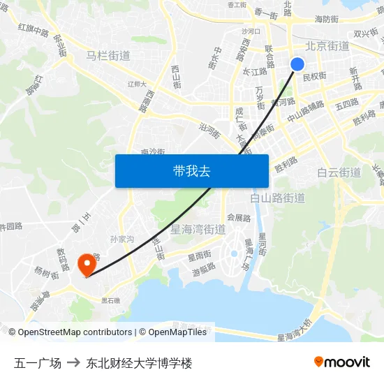 五一广场 to 东北财经大学博学楼 map