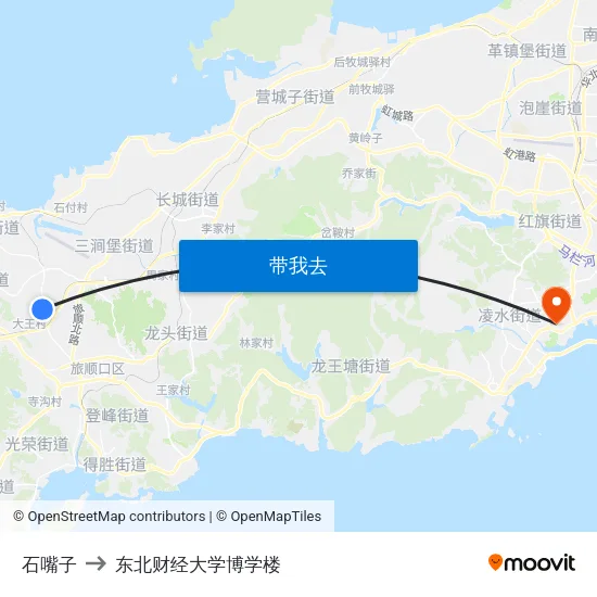 石嘴子 to 东北财经大学博学楼 map