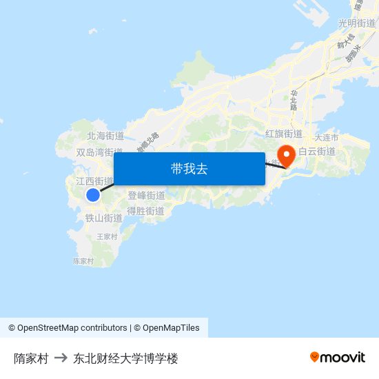 隋家村 to 东北财经大学博学楼 map