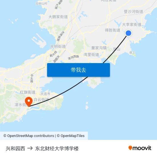 兴和园西 to 东北财经大学博学楼 map