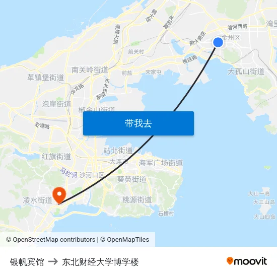 银帆宾馆 to 东北财经大学博学楼 map