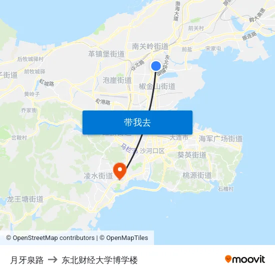 月牙泉路 to 东北财经大学博学楼 map