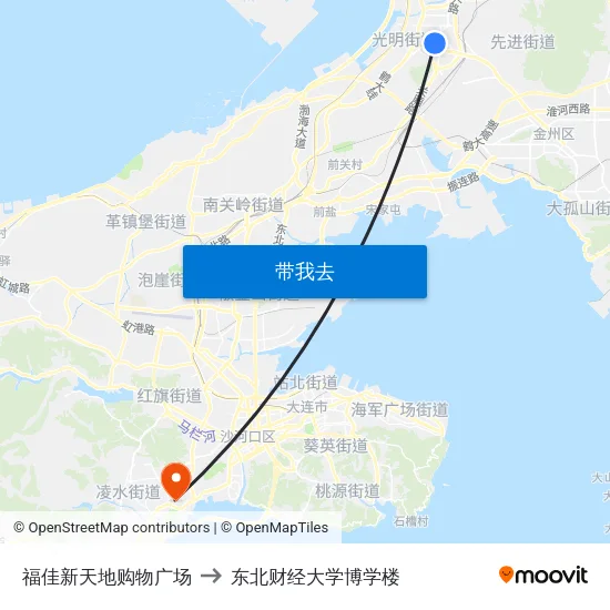 福佳新天地购物广场 to 东北财经大学博学楼 map