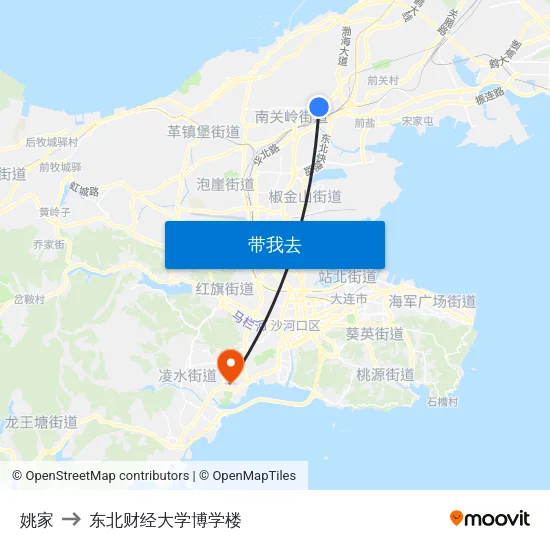 姚家 to 东北财经大学博学楼 map
