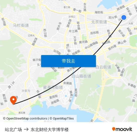 站北广场 to 东北财经大学博学楼 map