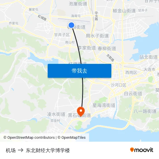 机场 to 东北财经大学博学楼 map