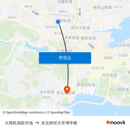 大商机场前市场 to 东北财经大学博学楼 map
