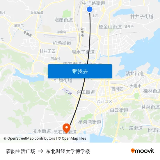 霖韵生活广场 to 东北财经大学博学楼 map