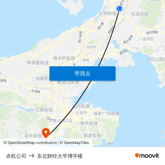 农机公司 to 东北财经大学博学楼 map