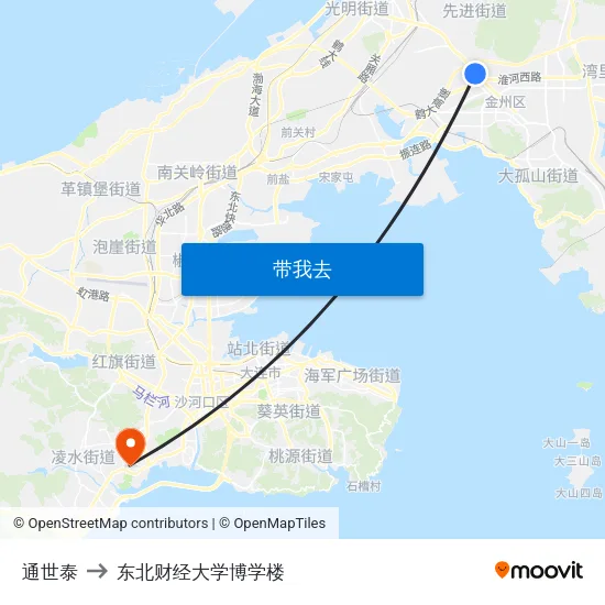 通世泰 to 东北财经大学博学楼 map