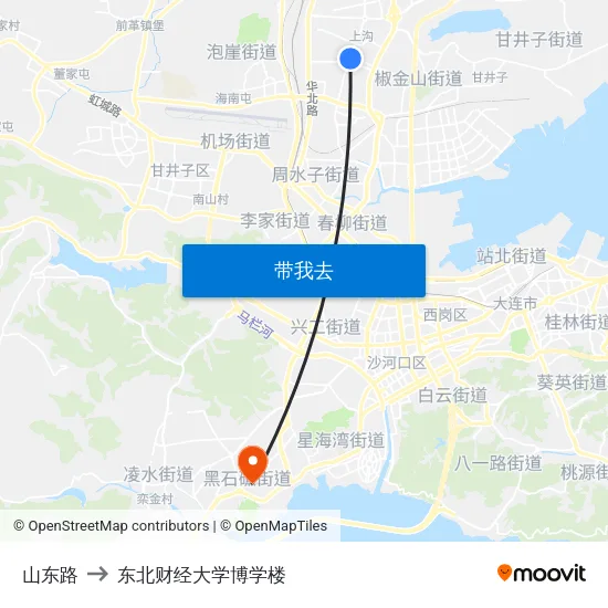 山东路 to 东北财经大学博学楼 map
