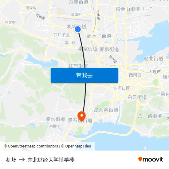 机场 to 东北财经大学博学楼 map