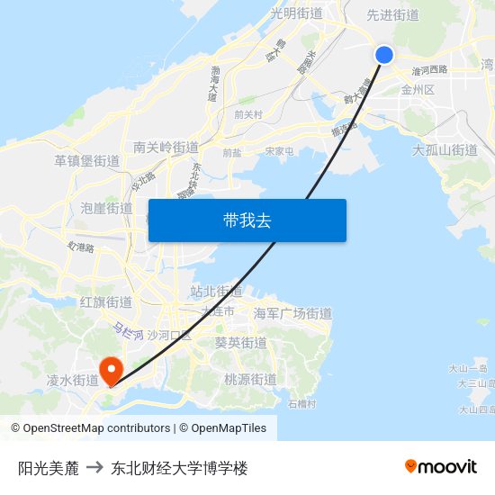 阳光美麓 to 东北财经大学博学楼 map