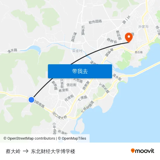 蔡大岭 to 东北财经大学博学楼 map