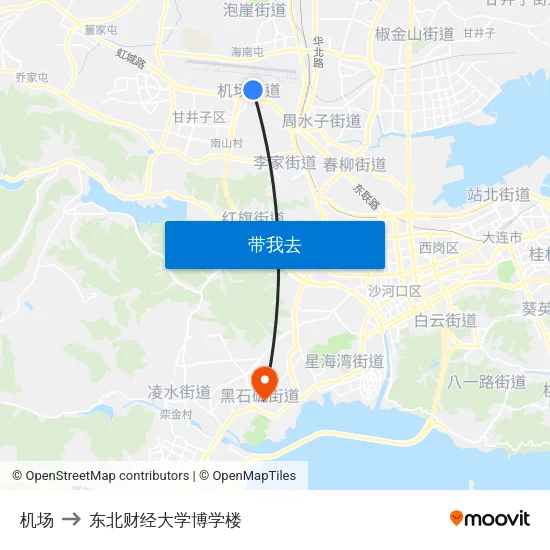 机场 to 东北财经大学博学楼 map