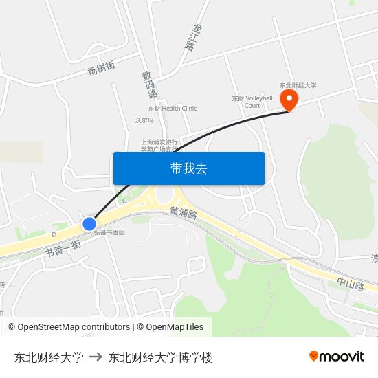 东北财经大学 to 东北财经大学博学楼 map