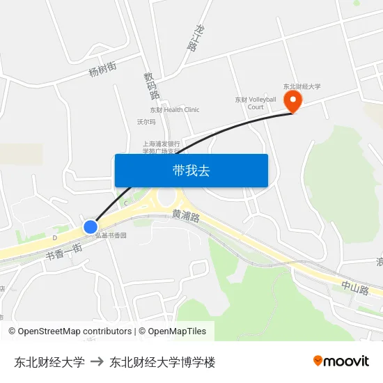 东北财经大学 to 东北财经大学博学楼 map