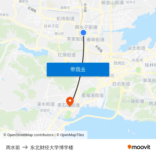 周水前 to 东北财经大学博学楼 map