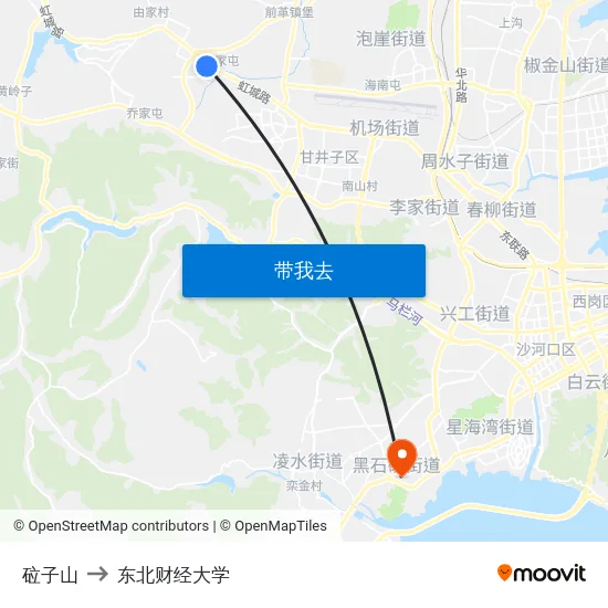 砬子山 to 东北财经大学 map