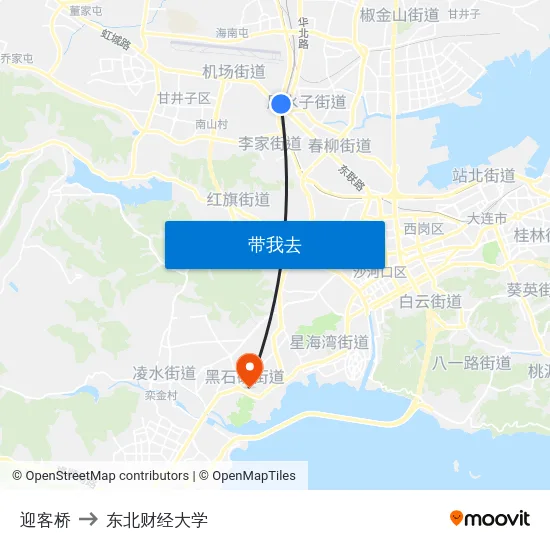 迎客桥 to 东北财经大学 map