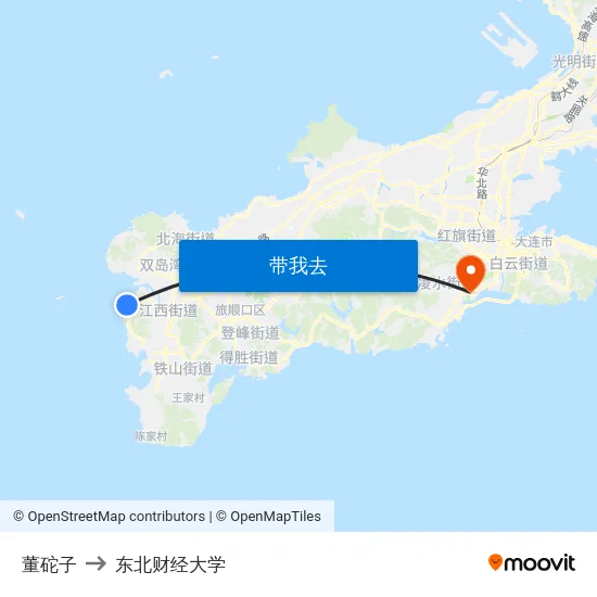 董砣子 to 东北财经大学 map