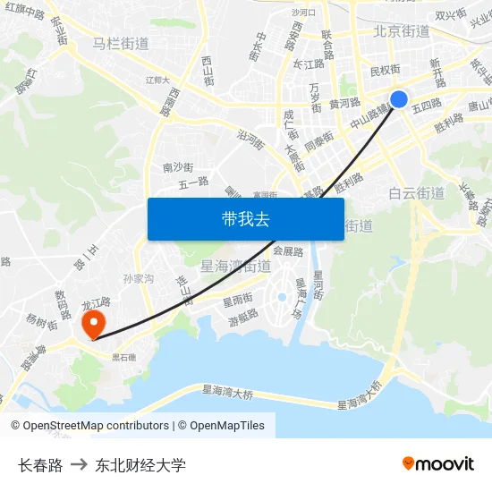 长春路 to 东北财经大学 map