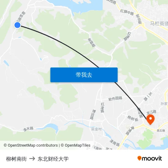 柳树南街 to 东北财经大学 map