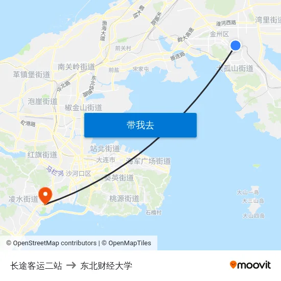 长途客运二站 to 东北财经大学 map